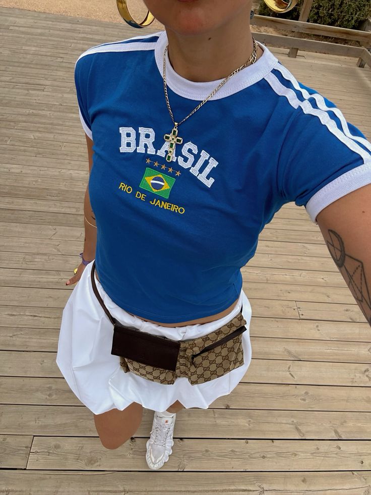 Brazil Blue Cropped Top